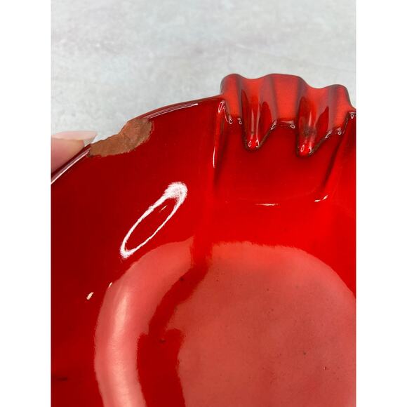 Vintage Frankoma Pottery Ashtray Red Brown Base 453 Chipped - Picture 2 of 11